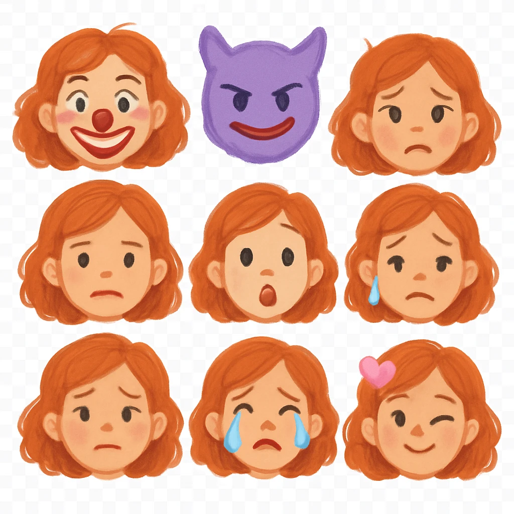 Redhead girl with soft curls emoji