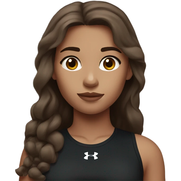 girl with long brown hair, black under armour t-shirt and not too much makeup emoji