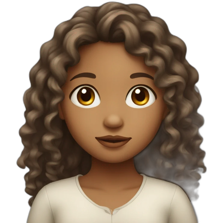 Malagasy girl with asian eyes and long curly hair emoji