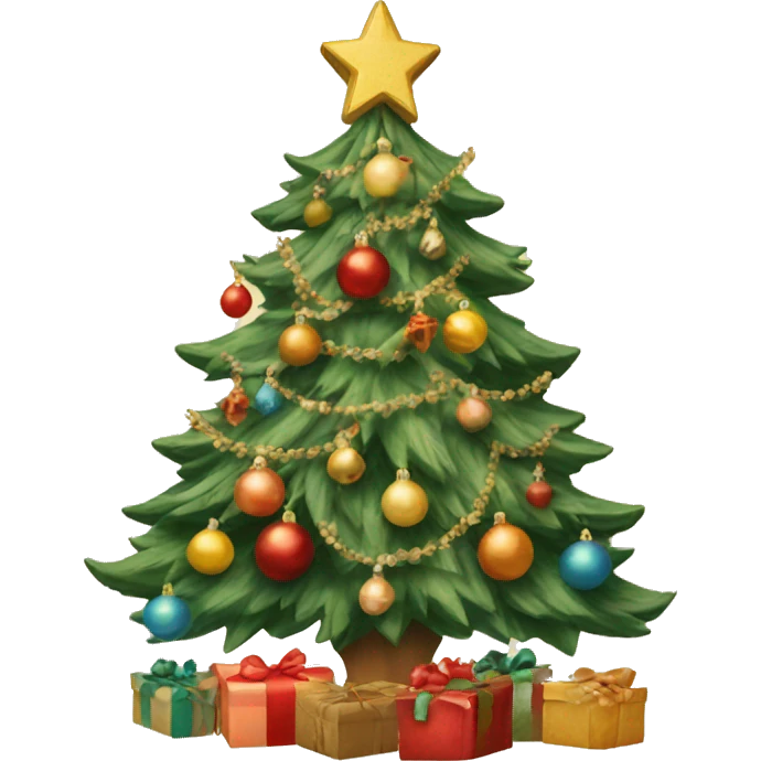 Vintage decorated Christmas tree emoji