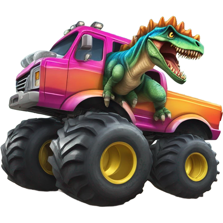 Monster truck and dinosaure emoji