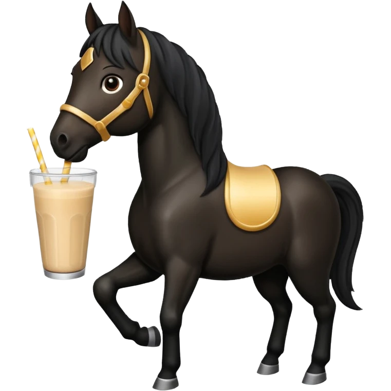 black horse holding smoothie emoji