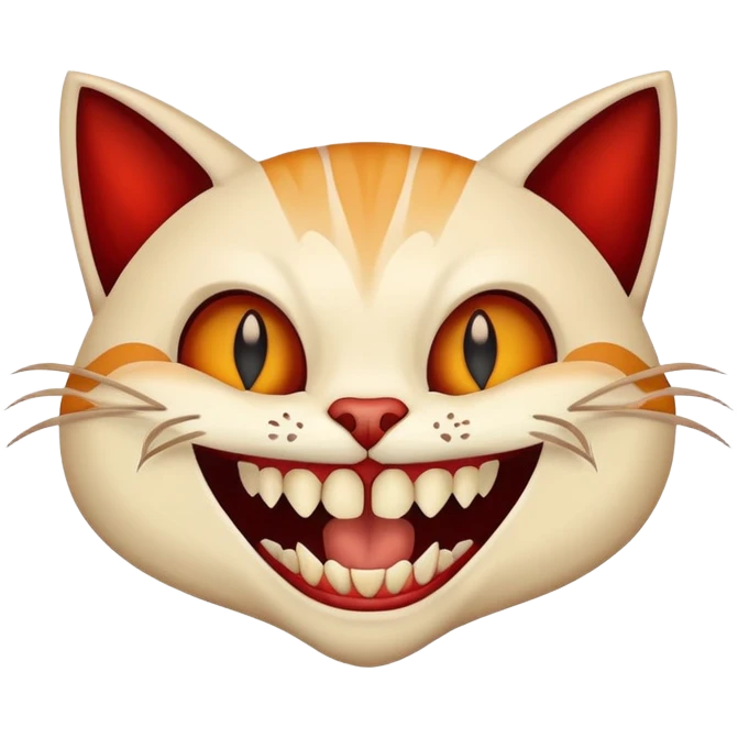 Cat wearing fake vampire teeth emoji