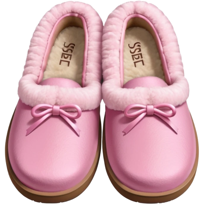 Pink ugg slippers that r low and fuzzy but a light pink emoji