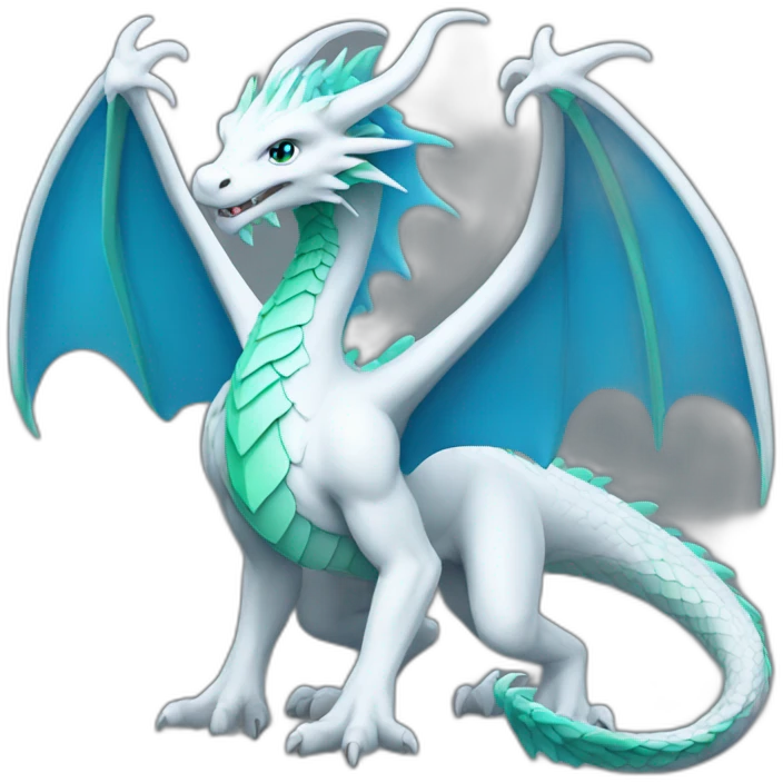 White dragon with blue and green wings emoji