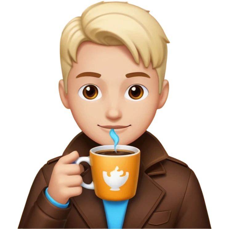 Gaming character drinking coffee - with vibrant colors emoji