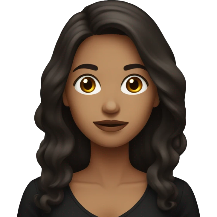 woman with dark brown slightly wavy long hair, wearing a black top emoji