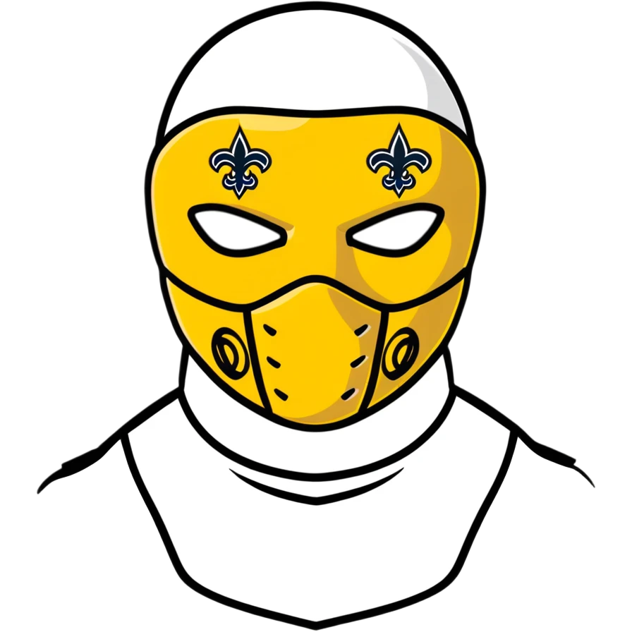 Louisiana themed ski mask with New Orleans Saints black and gold colors emoji