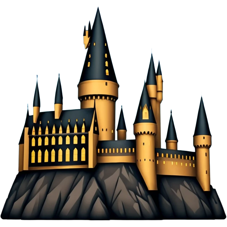 Harry Potter series, Hogwarts castle silhouette with stars, outlined only emoji