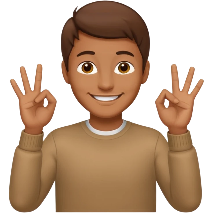 A guy doing the 67 emoji