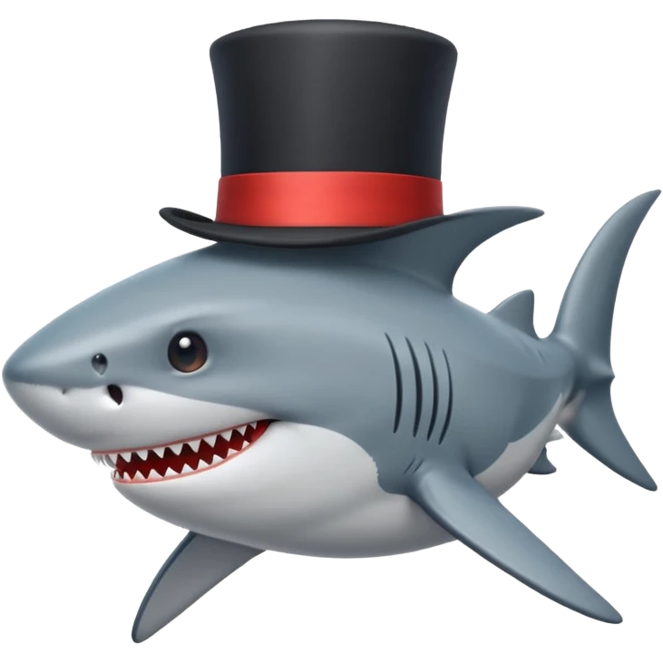 Shark with a top hat.← emoji