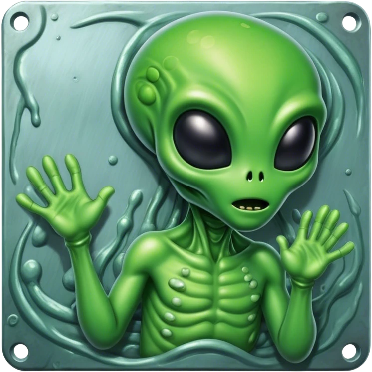 Alien taking big dookie emoji