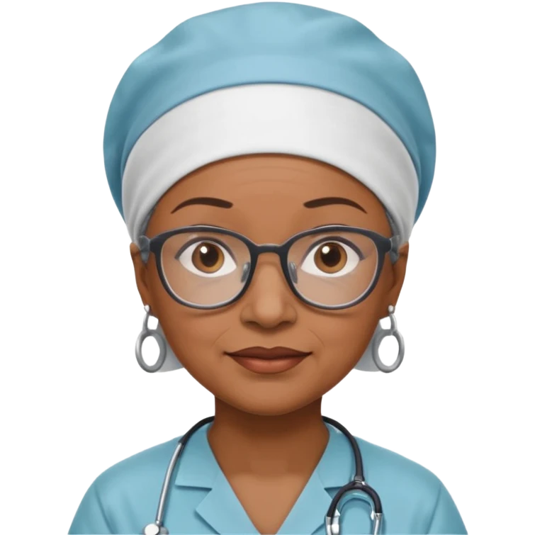older black doctor woman with scrub cap not smiling emoji