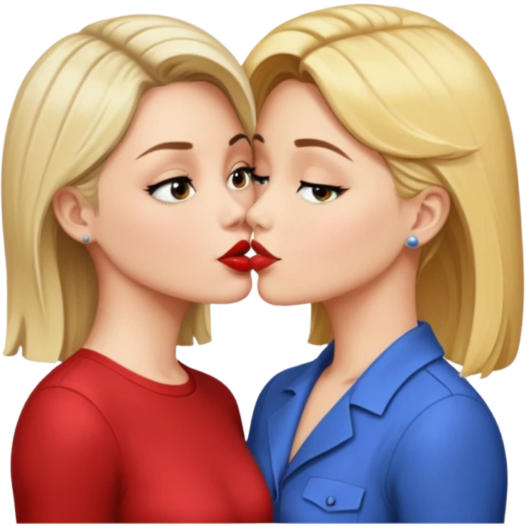 Lana Lang and Chloe Sullivan sharing a kiss, apple style emoji emoji
