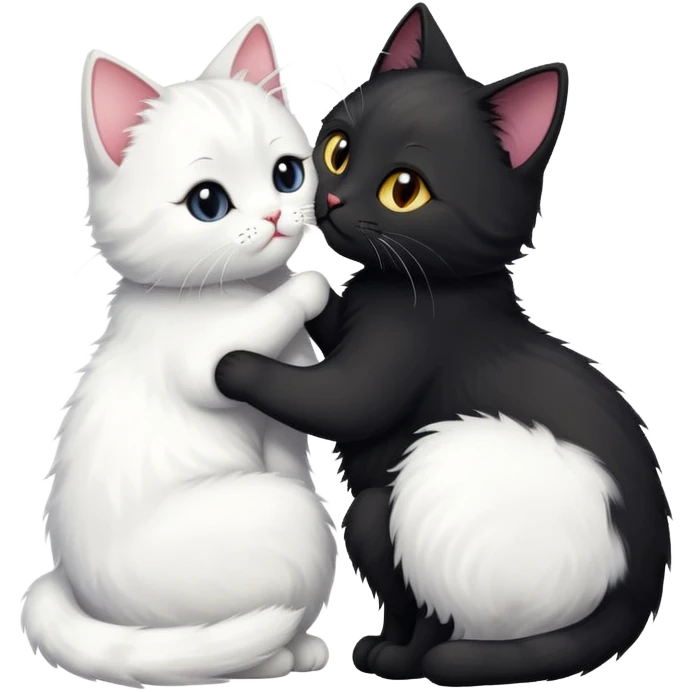 Black cat kissing a white cat  emoji