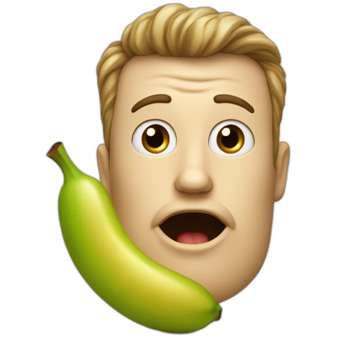 Une pomme avec des yeux qui mangent une banane emoji