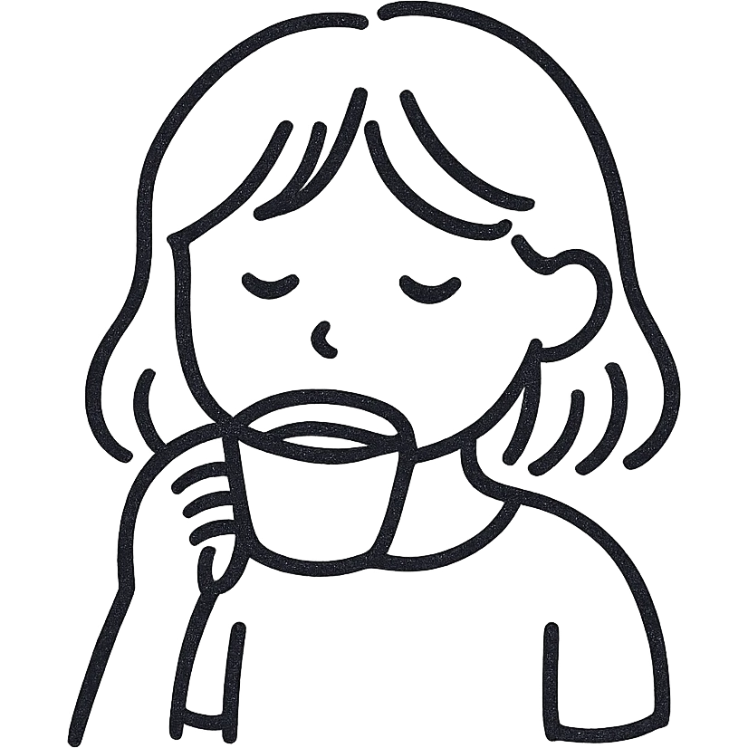 a girl with brown hair drinking matcha emoji