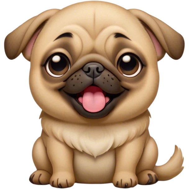 Cinematic Cute Yawning Fawn Pug Portrait Emoji, Head tilted slightly with a dramatic, wide-open yawn, showcasing a soft fawn coat with a velvety texture, floppy ears slightly drooping, round dark eyes barely open in drowsy contentment, Simplified yet irresistibly adorable features, highly detailed, glowing with a soft, cozy glow, high shine, relaxed yet expressive, stylized with a touch of whimsy, bright and endearing, soft glowing outline, capturing the essence of a sleepy yet affectionate companion, so drowsy it feels like it could stretch out of the screen and curl up for a nap! emoji