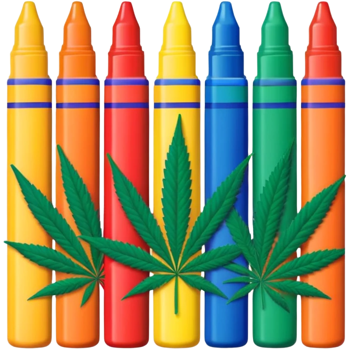 a pack of crayola markers with cannabis leaf emoji