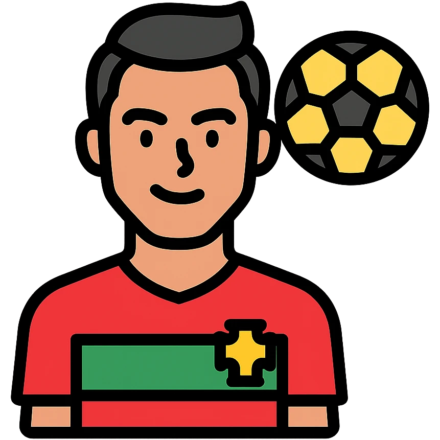 color outline icon of Cristiano Ronaldo with football theme emoji