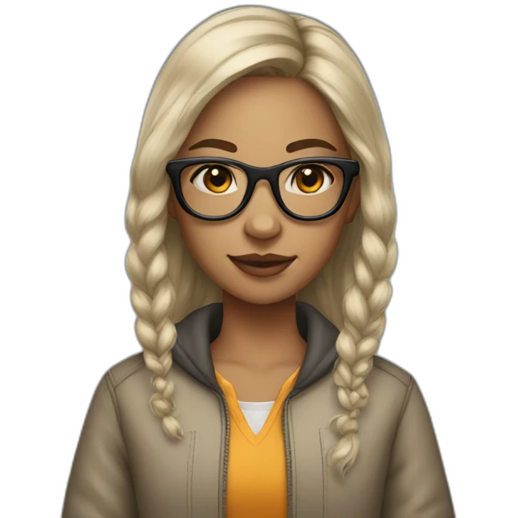 girl with wolf cut and glasses and light skin emoji