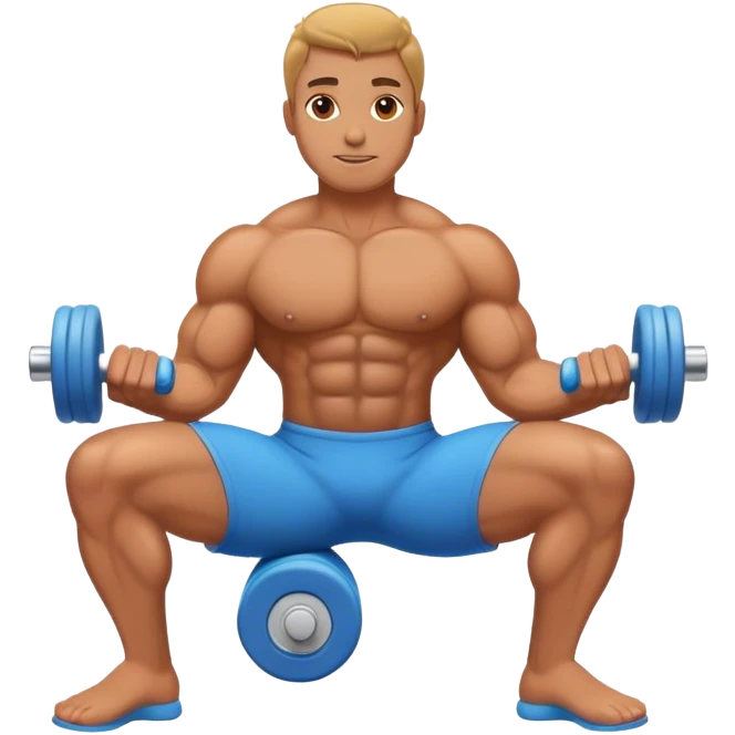 bodybuilder using foam roller emoji