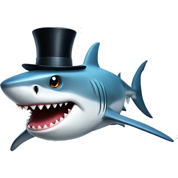 Shark with a top hat emoji
