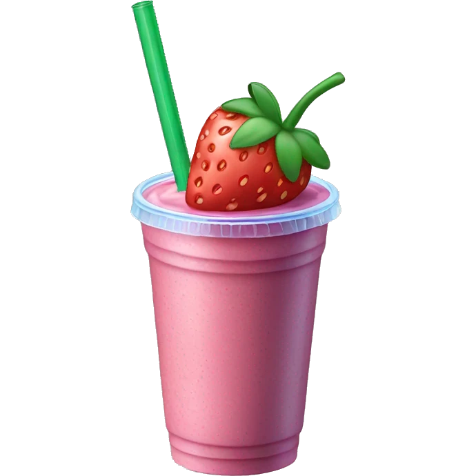 A strawberry blueberries smoothie with a green straw in a plastic cup emoji