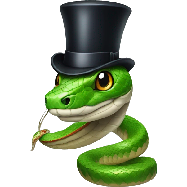 Snake wearing top hat, bow tie, and monocle emoji