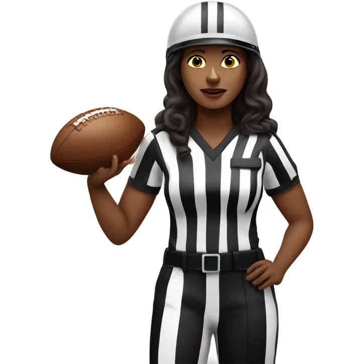 American football white woman referee with boy American  football player  emoji