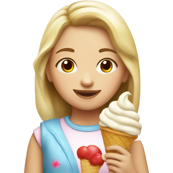 a russian girl enjoying an ice cream emoji