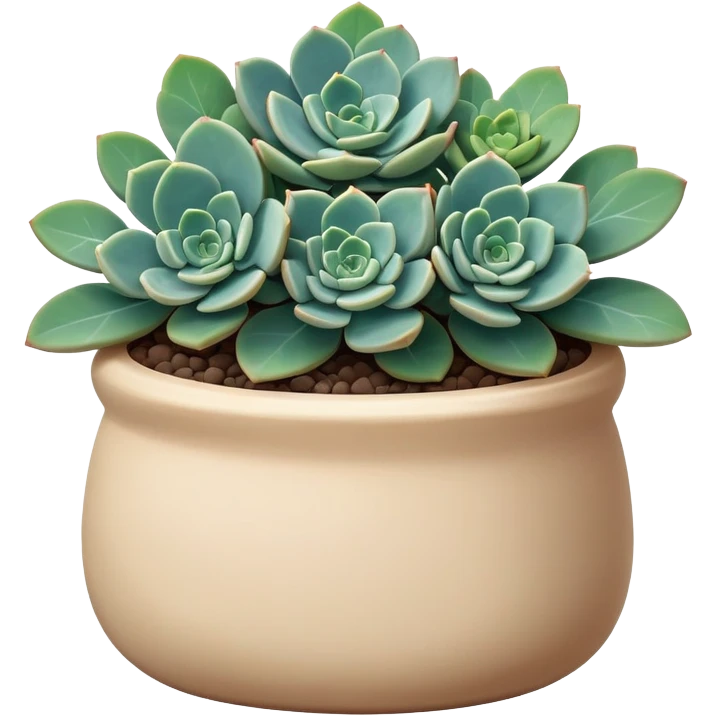 Sedum Pachyphyllum succulent with chubby blue-green leaves in a beige ceramic pot emoji