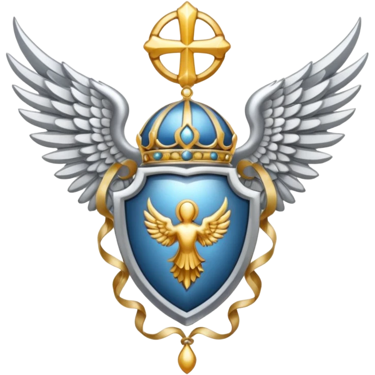 Holy Saint  Emblem with Silver wings emoji