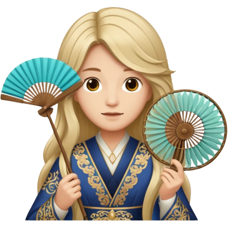 long haired folding fan holder emoji