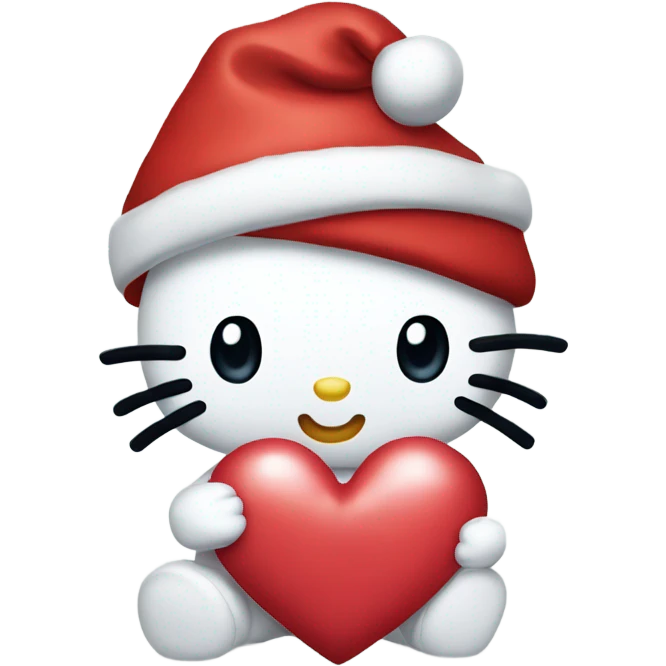 Hello kitty in a Santa hat holding a heart  emoji