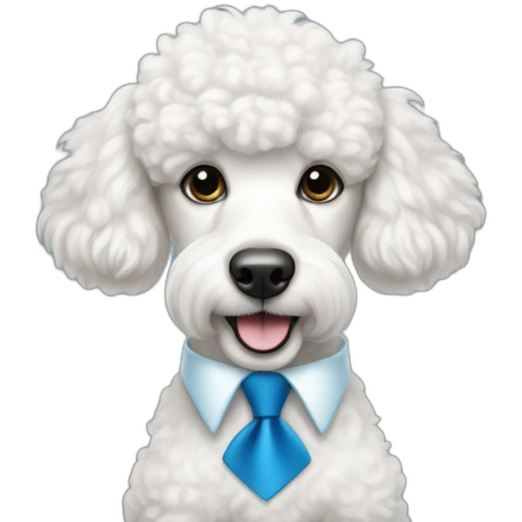 white poodle with blue tie emoji