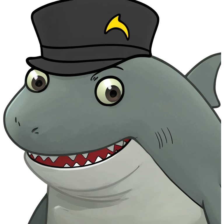 Shark with a top hat emoji