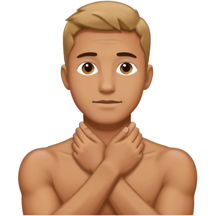 a man with his hands crossed over each other and holding his next emoji