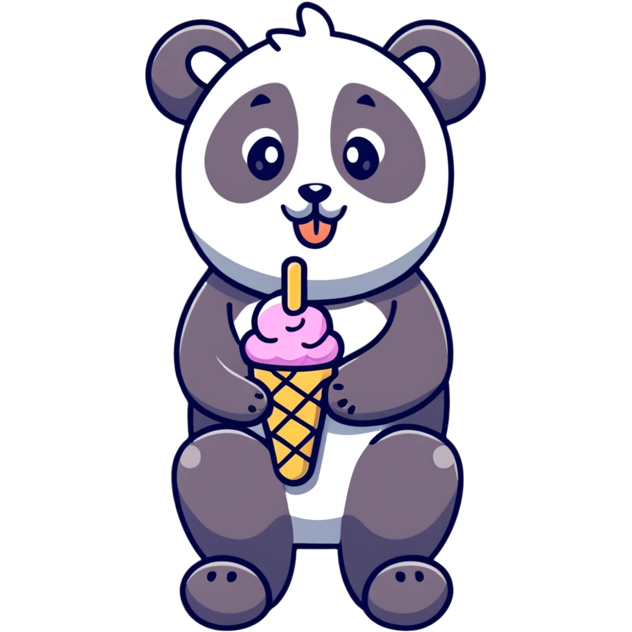Panda eating ice cream emoji