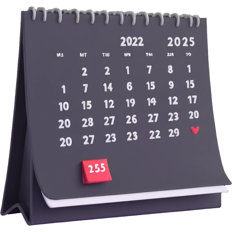 white calendar showing year 2025 emoji