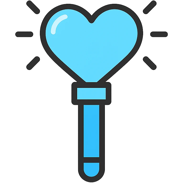 light blue heart penlight, stylized, glowing effect, modern look emoji