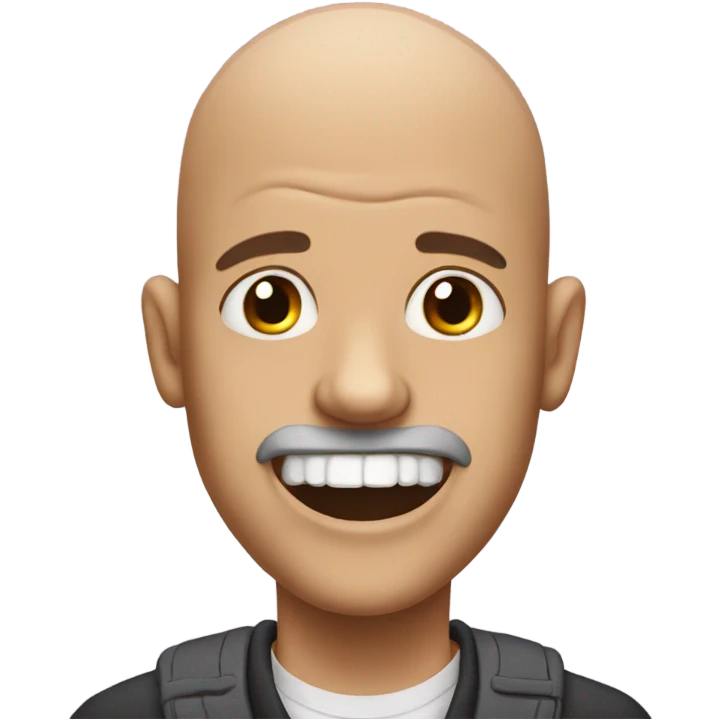Bald guy with ugly teeth emoji