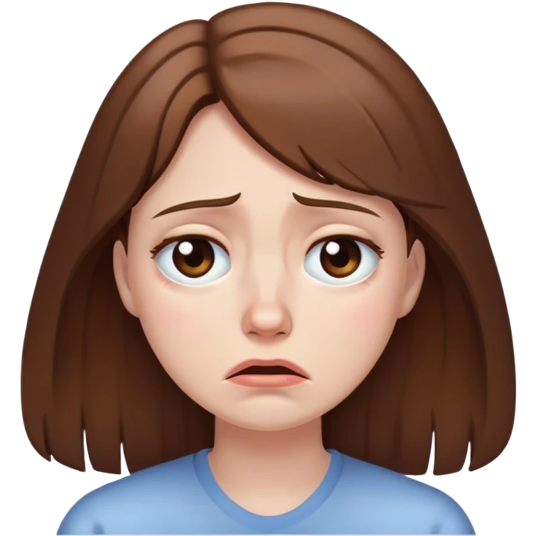 Sad crying woman with brown hair emoji