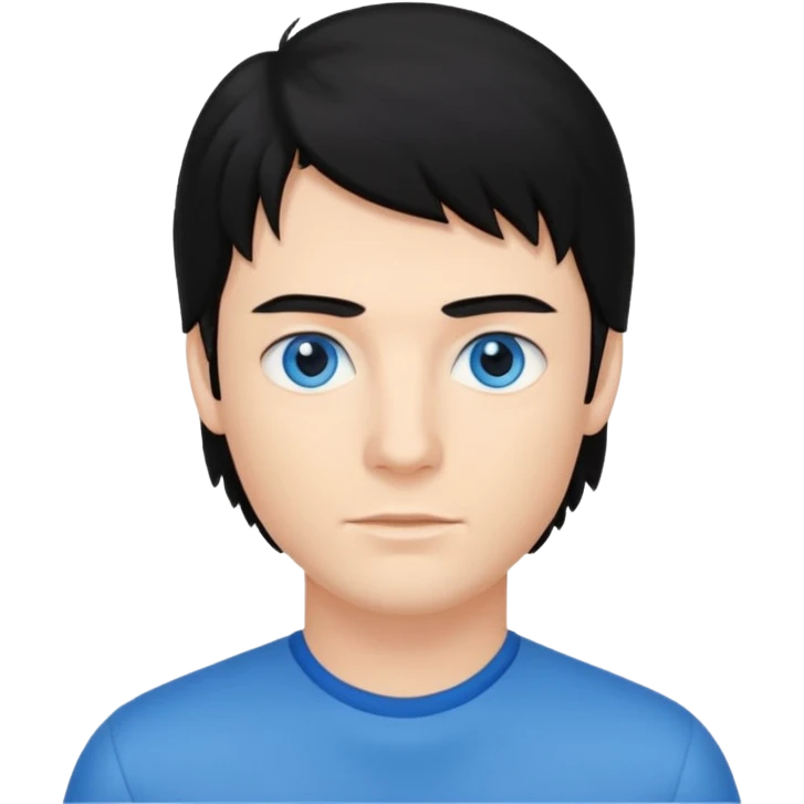 A young man with mullet black hair. emoji