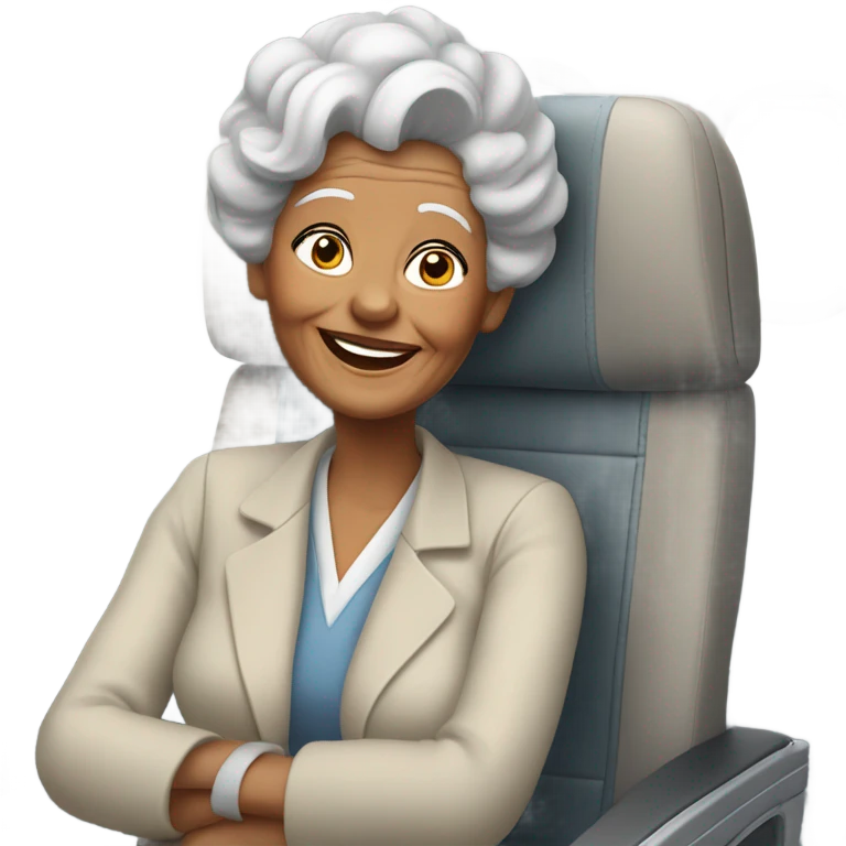Old lady flying in airplane emoji
