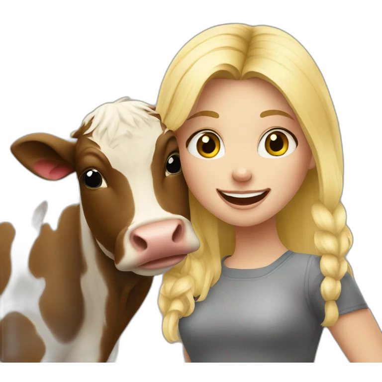 Blondie girl loving cow emoji