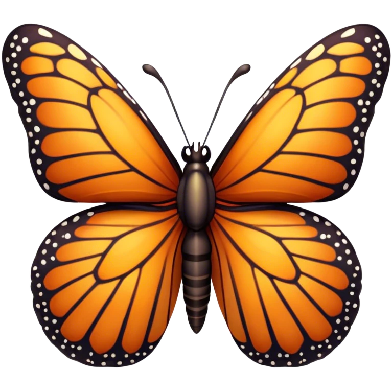 Cinematic Realistic Cute monarch Butterfly Portrait Emoji, Head tilted playfully and inquisitively, featuring vibrantly patterned ruby wings with intricate detailing and a charming, petite body with round, sparkling eyes full of warm curiosity, rendered with lifelike precision and natural highlights, high shine, affectionate and spirited, styled with a touch of whimsical garden delight, soft glowing outline, capturing the essence of a mischievous yet lovable monarch butterfly that seems poised to flutter playfully into your arms! emoji