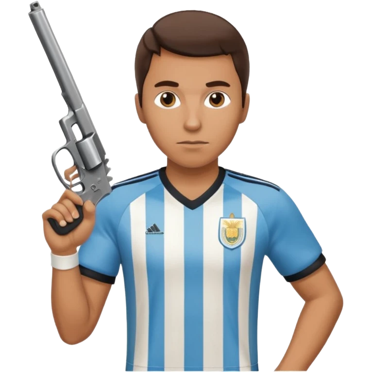 haz un turro con una biszera para atras y con un arma remera argentina pero arma de fuego que tenga un revolver  solo emoji