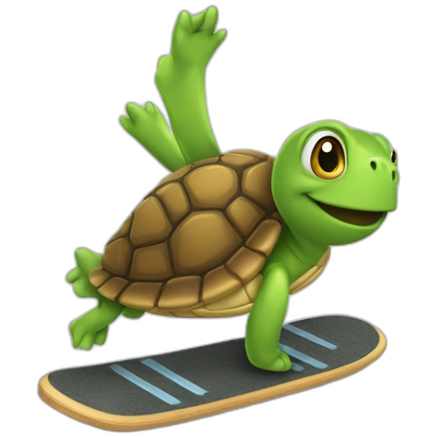 Turte riding a scateboard emoji