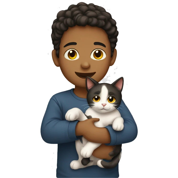 Boy holding a cat emoji